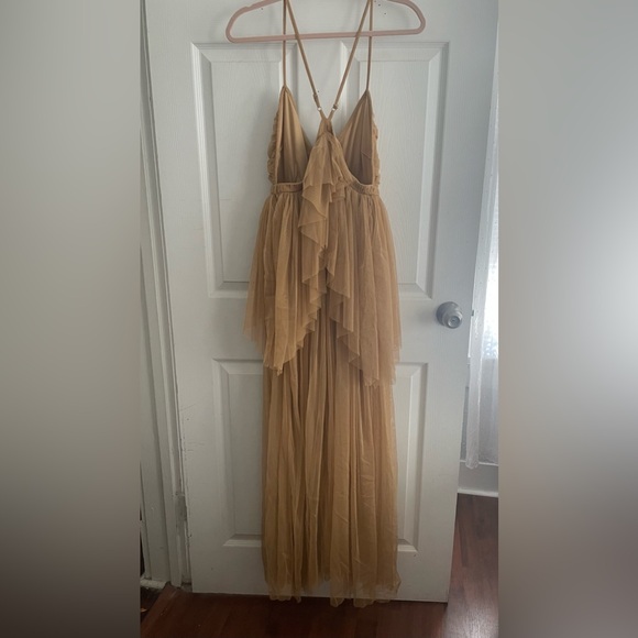 NEW Nasty Gal Tulle Strappy Maxi Dress in Sand - Picture 6 of 8